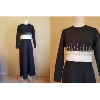 Beaded black and white vintage evening gown	