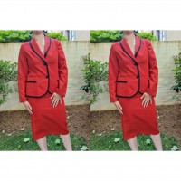 Red suit outfit