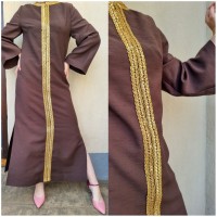 Brown maxi vintage dress with gold	