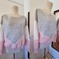 Grey, white and pink knit
